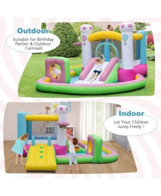 Inflatable Bounce House Bouncy Castle with Slide and Obstacle and Ball Pit without Blower