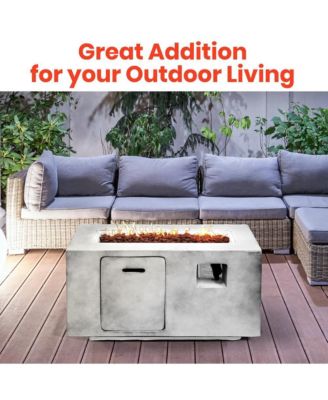 Fire Pit Table - 50,000 BTU Propane Gas Fire Pit with Adjustable Flame & Stainless Steel Burner, Weather Resistant, Easy Propane Access, Perfect for Parties & BBQs with Elegant Lava Rock