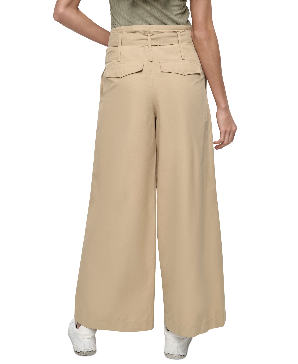 Dkny Jeans Women's High-Waist Pleated Cotton Trousers - TVN - TRAVERTINE