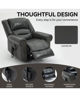  1 Pc  Faux Leather Heat Dual Motor Massage Power Lift Recliner Chair