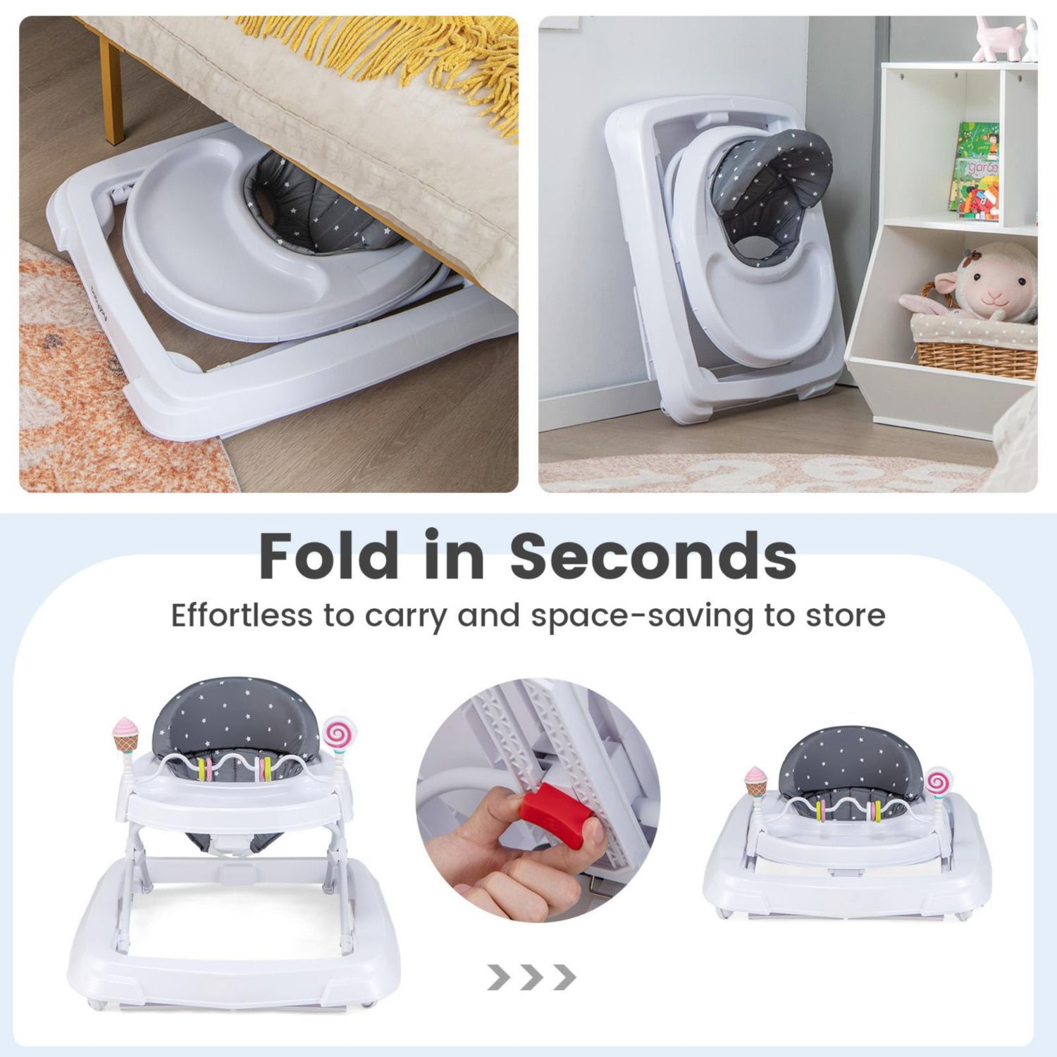 Baby Adjustable-Height Foldable Walker
