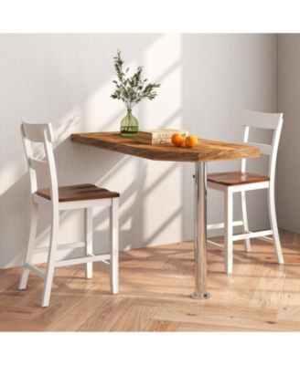 Farmhouse Dining Bar Stool Set of 2 with Solid Rubber Wood Frame