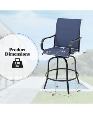 2 Pieces 360 Rotating Bar Stool Set with Armrests for Patio