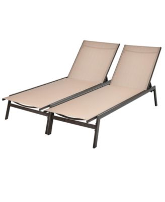 Outdoor Reclining Chaise Lounge Chair with 6-Position Adjustable Back