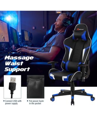 Reclining Swivel Massage Gaming Chair with Lumbar Support