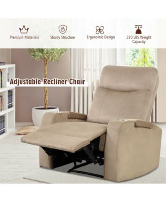 Recliner Chair Single Sofa Lounger with Arm Storage and Cup Holder for Living Room