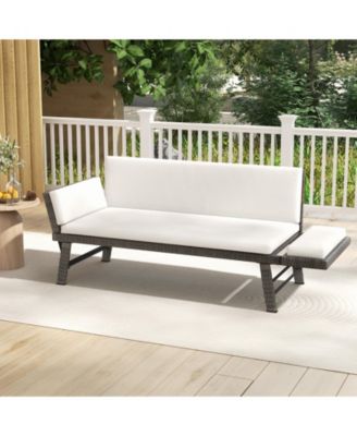 Outdoor Convertible Sofa Daybed with Adjustable Armrests for Balcony-Off