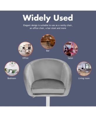 360 Degree Swivel Makeup Stool Accent Chair with Round Back and Metal Base