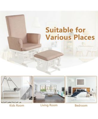 Baby Nursery Relax Rocker Rocking Chair Glider and Ottoman Cushion Set