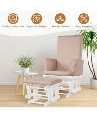 Baby Nursery Relax Rocker Rocking Chair Glider and Ottoman Cushion Set