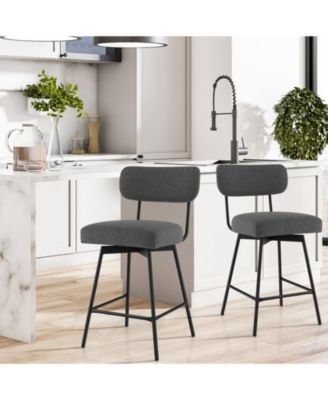 25 Inch 2-Piece Modern Upholstered Bar Stools with Back and Footrests