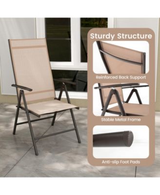 1 Piece Patio Folding Dining Chairs with 7-Level Adjustable High Backrest