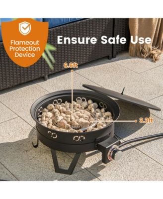 17 Inch Portable Gas Fire Pit with Folding Legs and Removable Grill for Camping