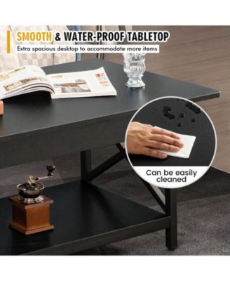 2-Tier Industrial Rectangular Table with Storage Shelf