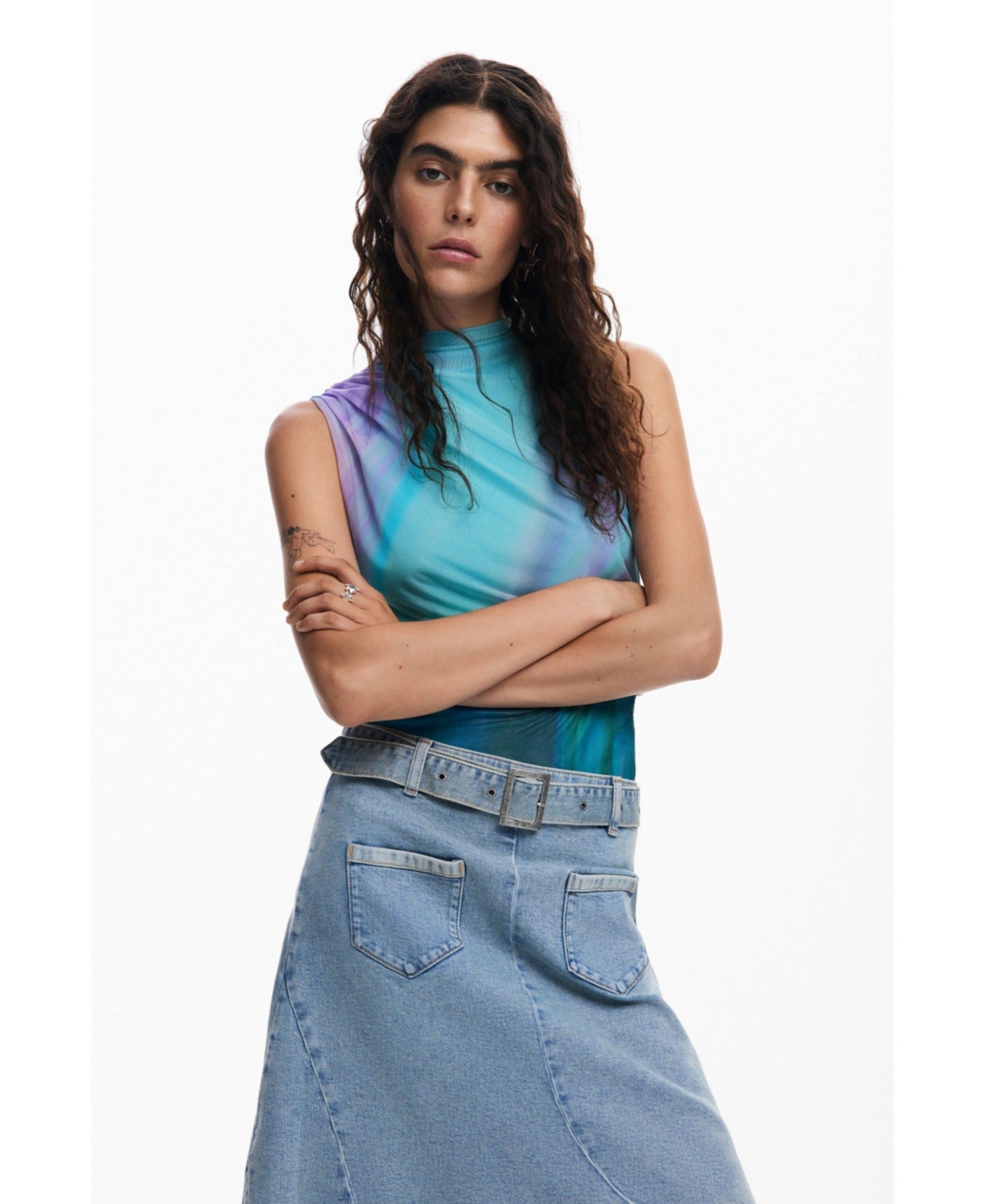 Desigual Women's Asymmetric denim skirt