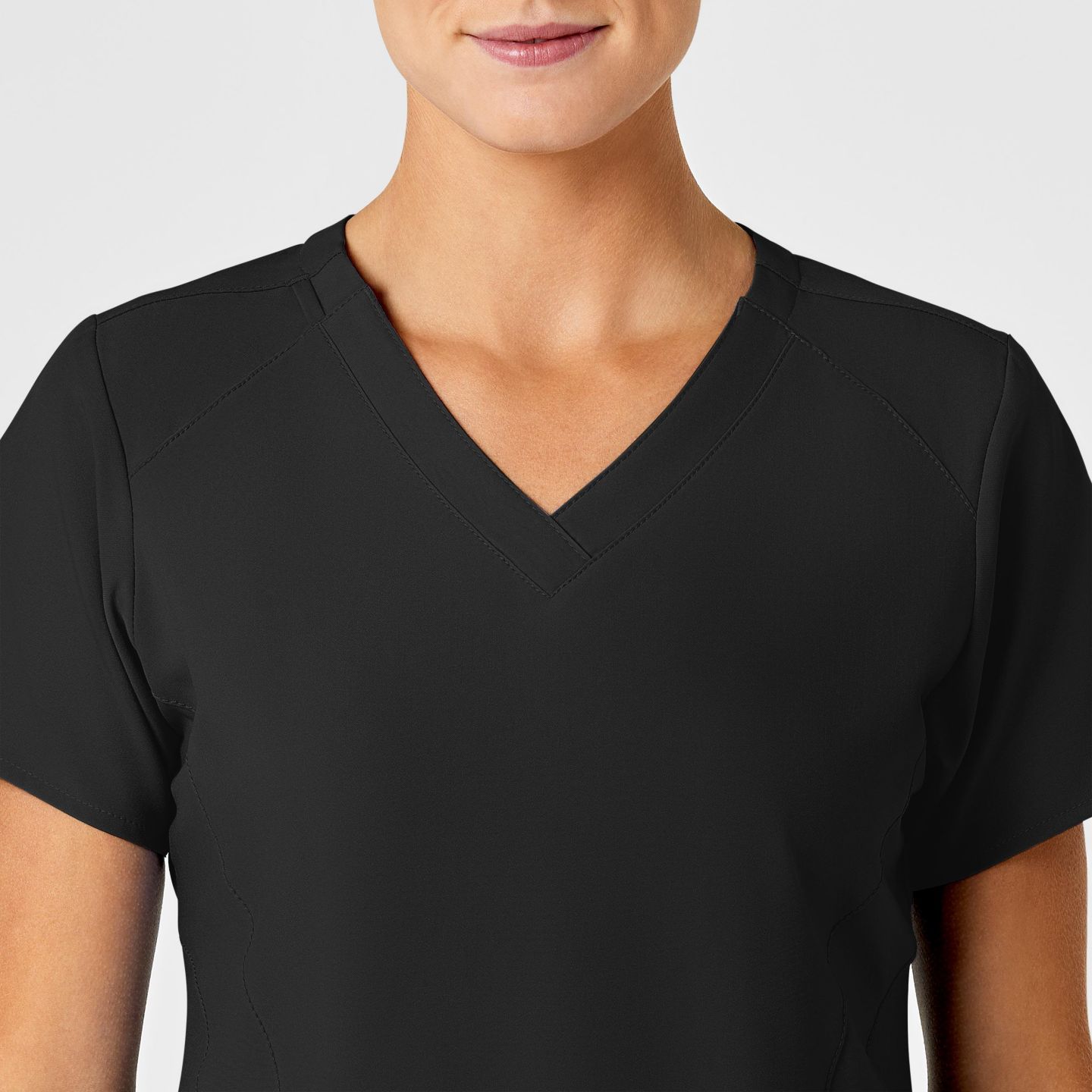 Женский топ Wink Plus Size W123 Stylized V-Neck Scrub, цвет: Чёрный — фото 5