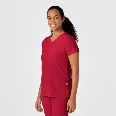 Women's W123 Y-Neck Wrap Scrub Top