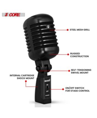 Vintage Microphone Classic Dynamic Professional XLR Studio Retro Style Mic Black