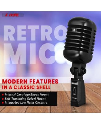 Vintage Microphone Classic Dynamic Professional XLR Studio Retro Style Mic Black