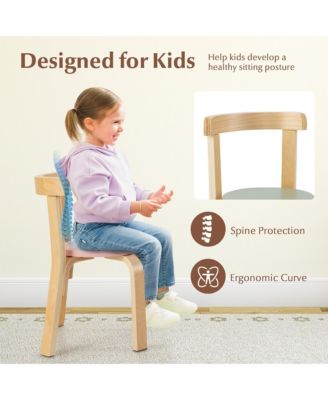 5-Piece Kids Wooden Curved Back Activity Table and Chair Set