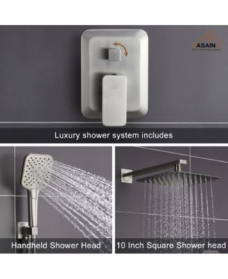 10 Inch Wall Mounted Square Shower System Set with Handheld Spray