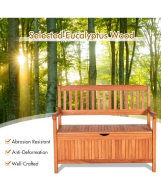 33 Gallon Wooden Storage Bench with Liner for Patio Garden Porch