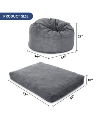 Bean Bag Chair for Adults, Giant Bean Bag Bed, Convertible Bean Bag Chair Bed from