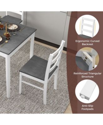 5-Piece Wooden Dining Set with Rectangular Table and 4 Chairs