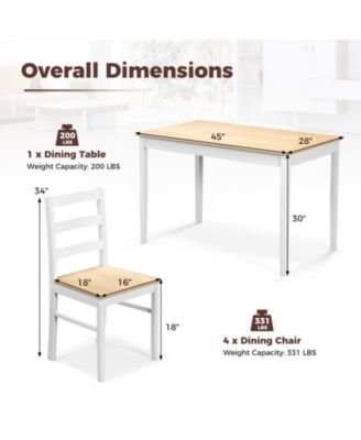 5-Piece Wooden Dining Set with Rectangular Table and 4 Chairs