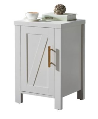 Sendero Side End Table with Faux Marble Storage Shelves & Gold Metal Frame, Nightstand