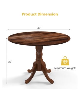 Wooden Dining Table with Round Tabletop and Curved Trestle Legs