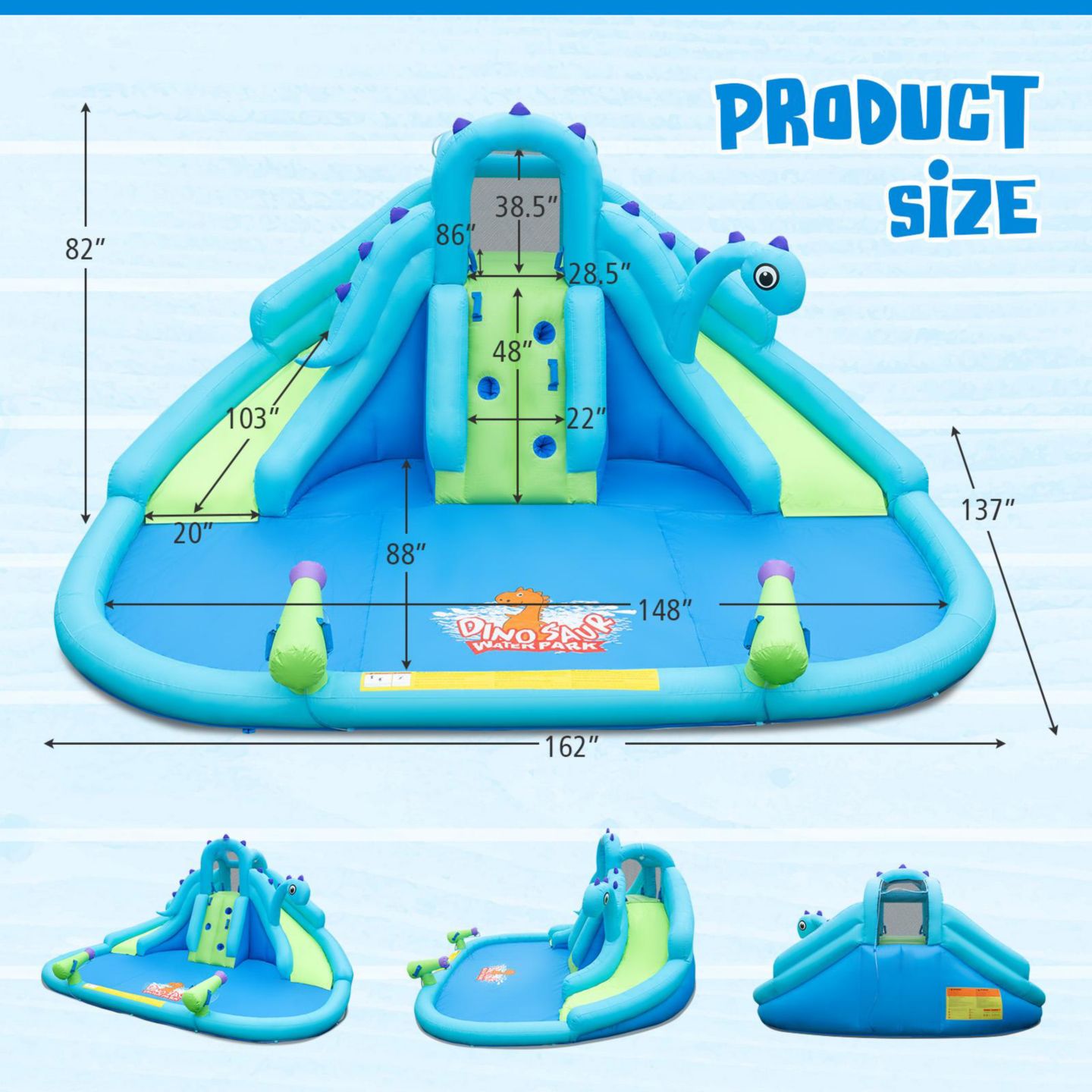 Детские игрушки GOUUN Kids Inflatable Water Slide Ages 3+ with Dual Slides and Splash Pool, цвет: Синий — фото 5