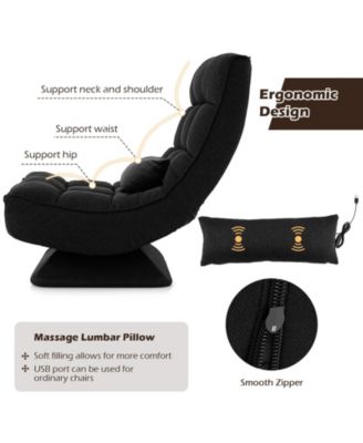 5-Level Adjustable 360° Swivel Floor Chair with Massage Pillow