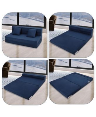 Folding Sofa Bed, Foldable Couch Bed with Pillow, Convertible Sleeper Chair Folding Sofa Mattress, Futon Floor Couch with Memory Foam Washable Cover for Living Room/Bedroom/Guest, Queen Size