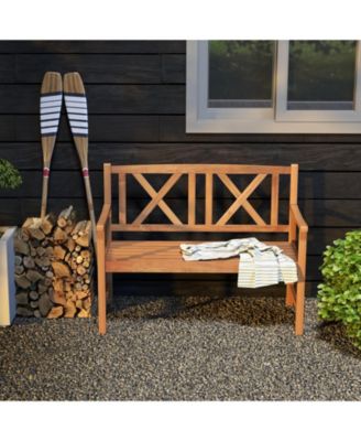 2-Person Wood Outdoor Bench with Cozy Armrest and Backrest