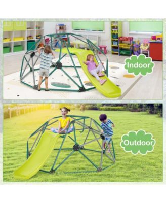 Kids Climbing Dome with Slide and Fabric Cushion for Garden Yard
