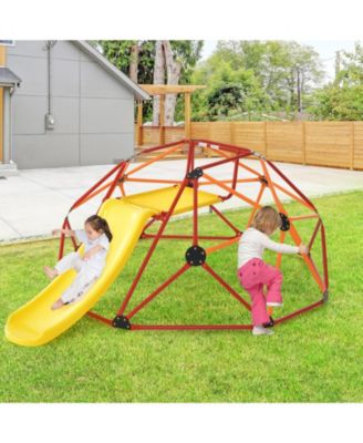 Kids Climbing Dome with Slide and Fabric Cushion for Garden Yard