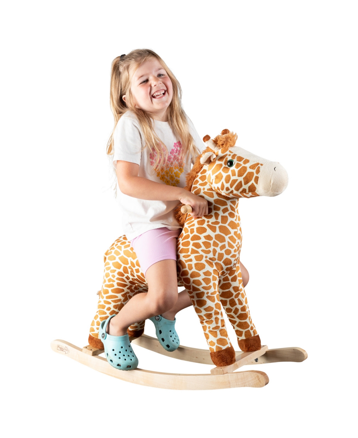 Trademark Global Happy Trails Giraffe Plush Rocking Horse In Brown