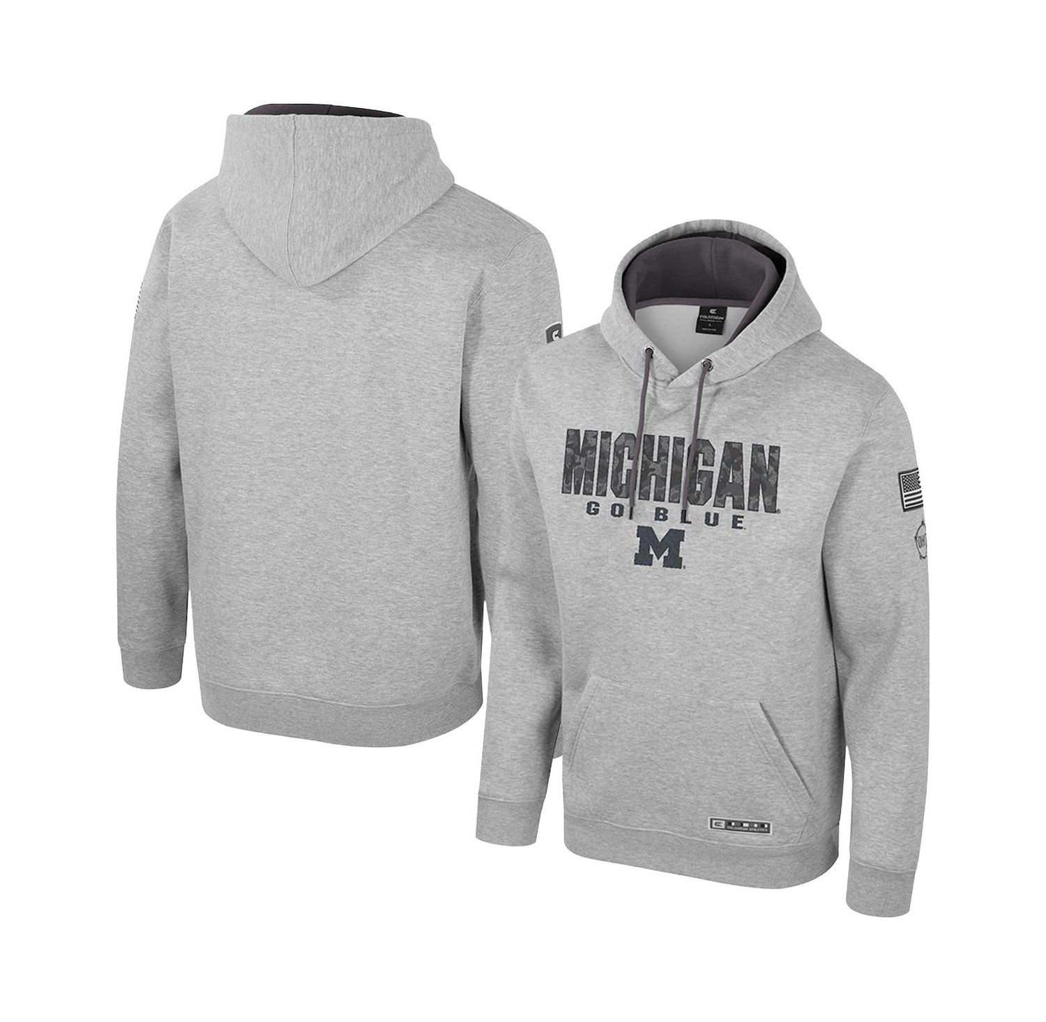Men's Heather Gray Michigan Wolverines Oorah OHT Military Appreciation Pullover Hoodie