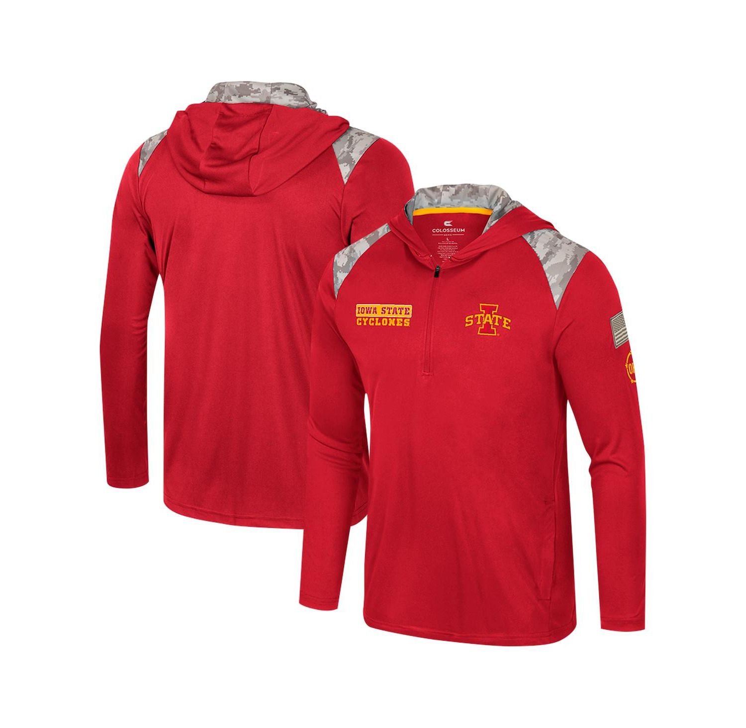 Men's Cardinal Iowa State Cyclones OHT Military Appreciation Quarter-Zip Hoodie Jacket
