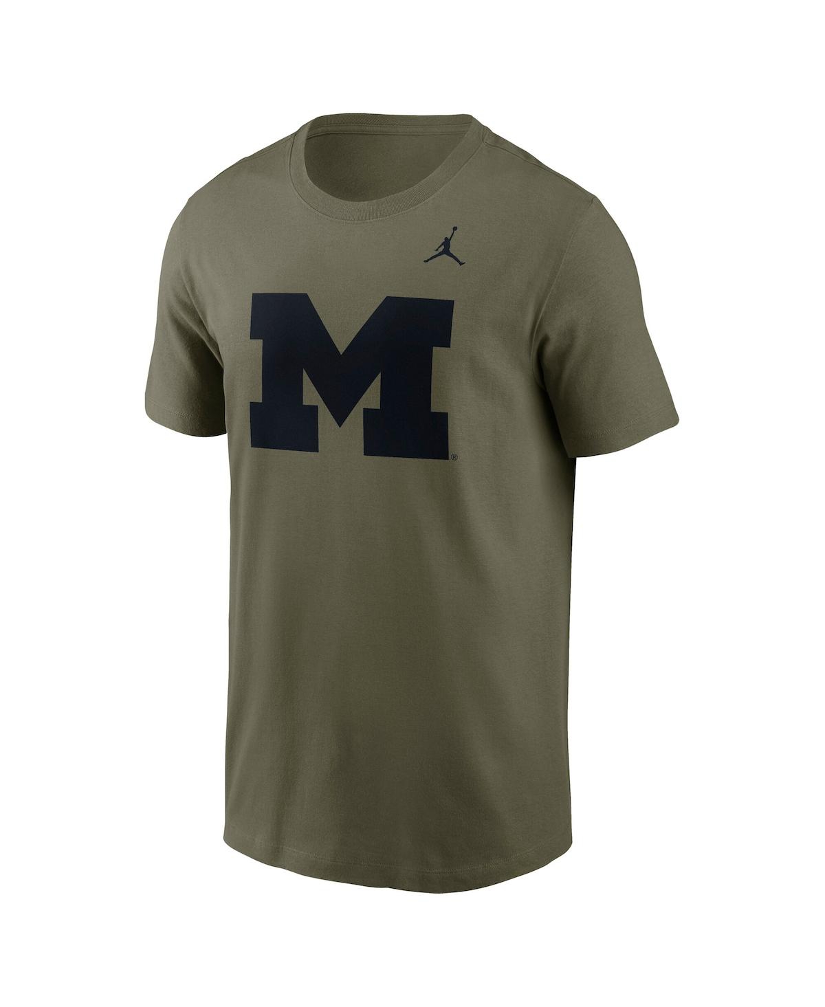 Jordan Men's Olive Michigan Wolverines 2024 Military Appreciation Tonal Logo Performance T-shirt In Olive