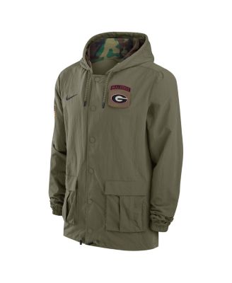 Men's Olive Georgia Bulldogs 2024 Military Appreciation Full-Snap Hoodie Military Jacket