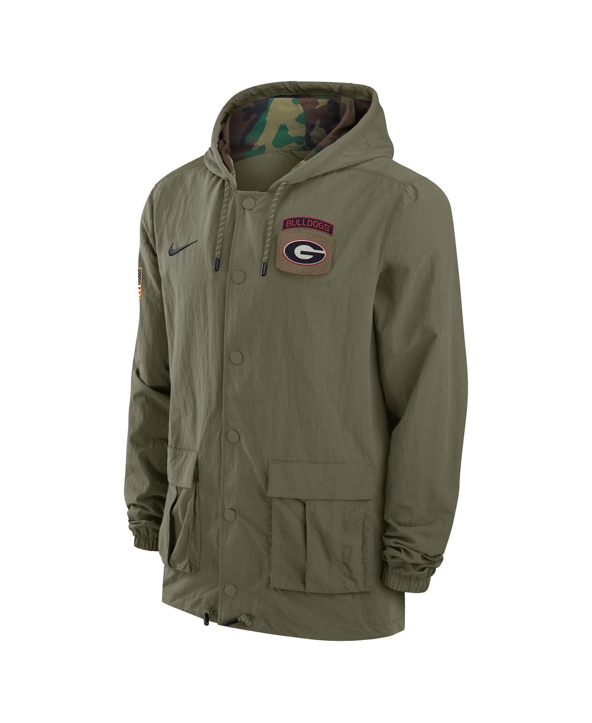 NIKE MEN'S OLIVE GEORGIA BULLDOGS 2024 MILITARY APPRECIATION FULL-SNAP HOODIE MILITARY JACKET