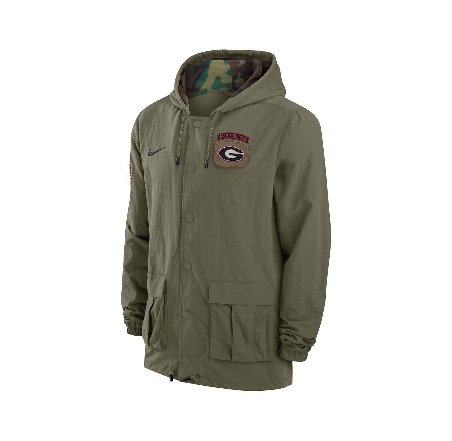 Men's Olive Georgia Bulldogs 2024 Military Appreciation Full-Snap Hoodie Military Jacket