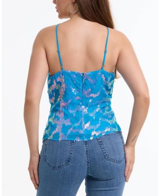 Women's Sequin Chiffon Cross Neck Blouse