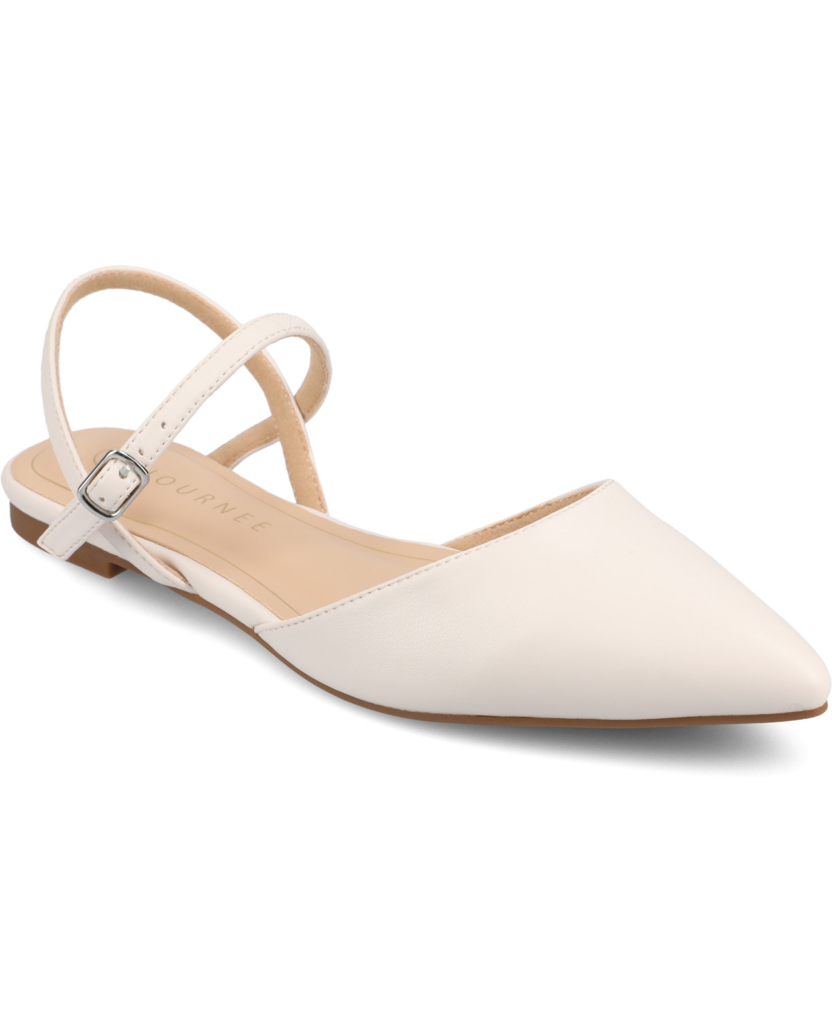 Shop Journee Collection Women's Martine Strappy Pointed Toe Flats In Bone