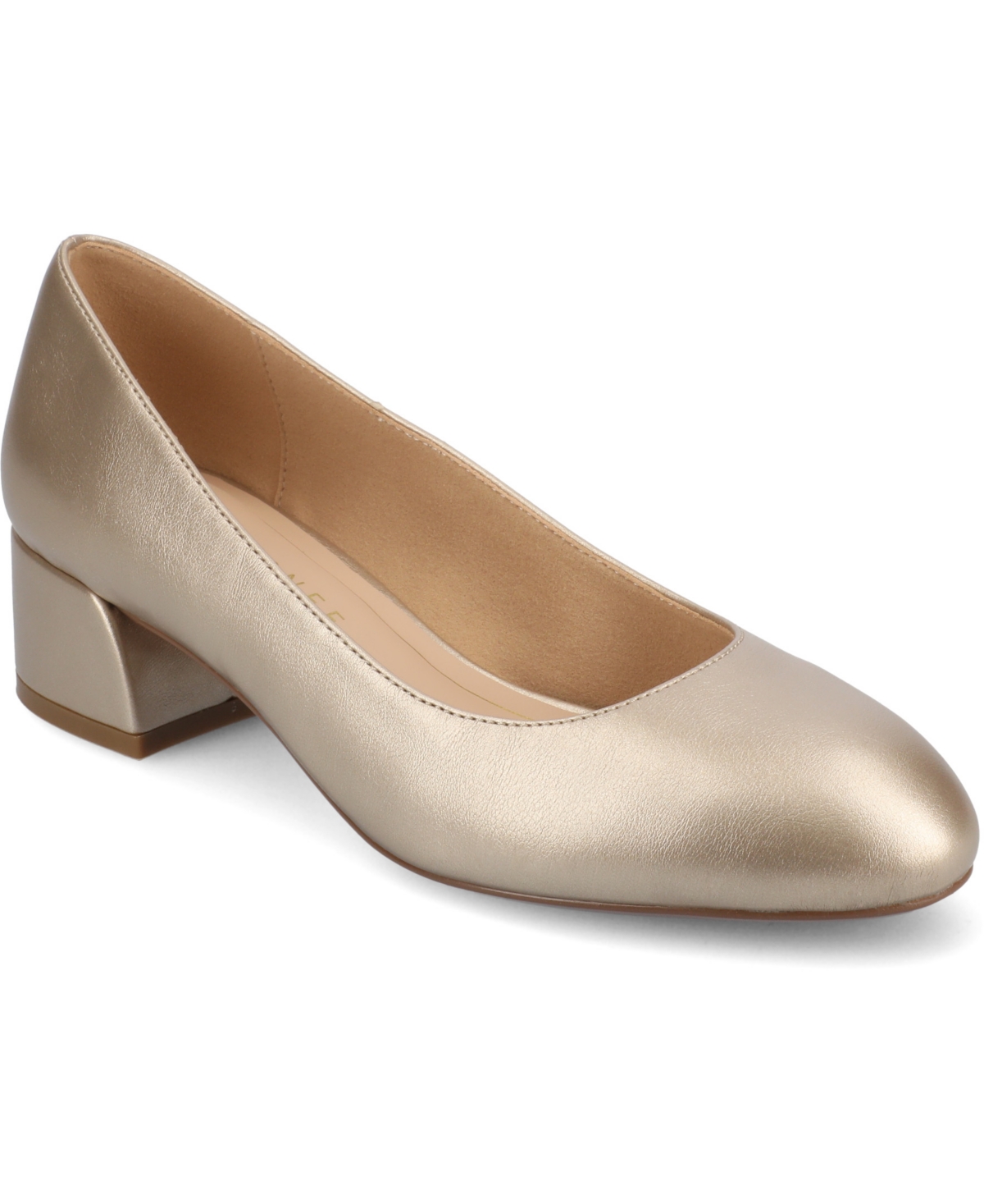 Shop Journee Collection Women's Saarii Round Toe Block Heel Pumps In Champagne