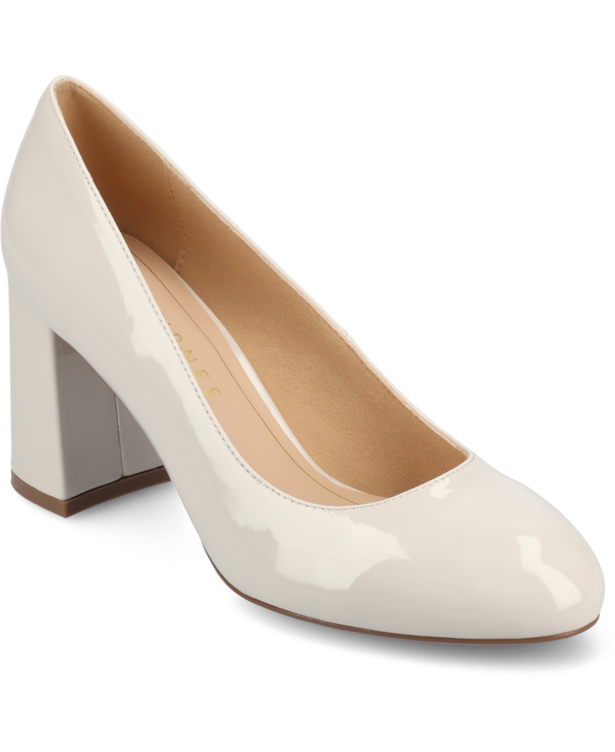 Journee Collection Women's Seraphina Round Toe Pumps In Bone Patent