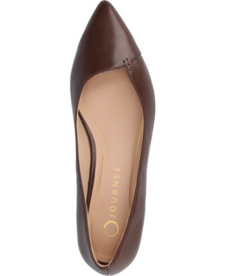 Journee Womens Carmin Medium and Wide Width Slip On Low Block Heel Pointed Toe Dress Flats