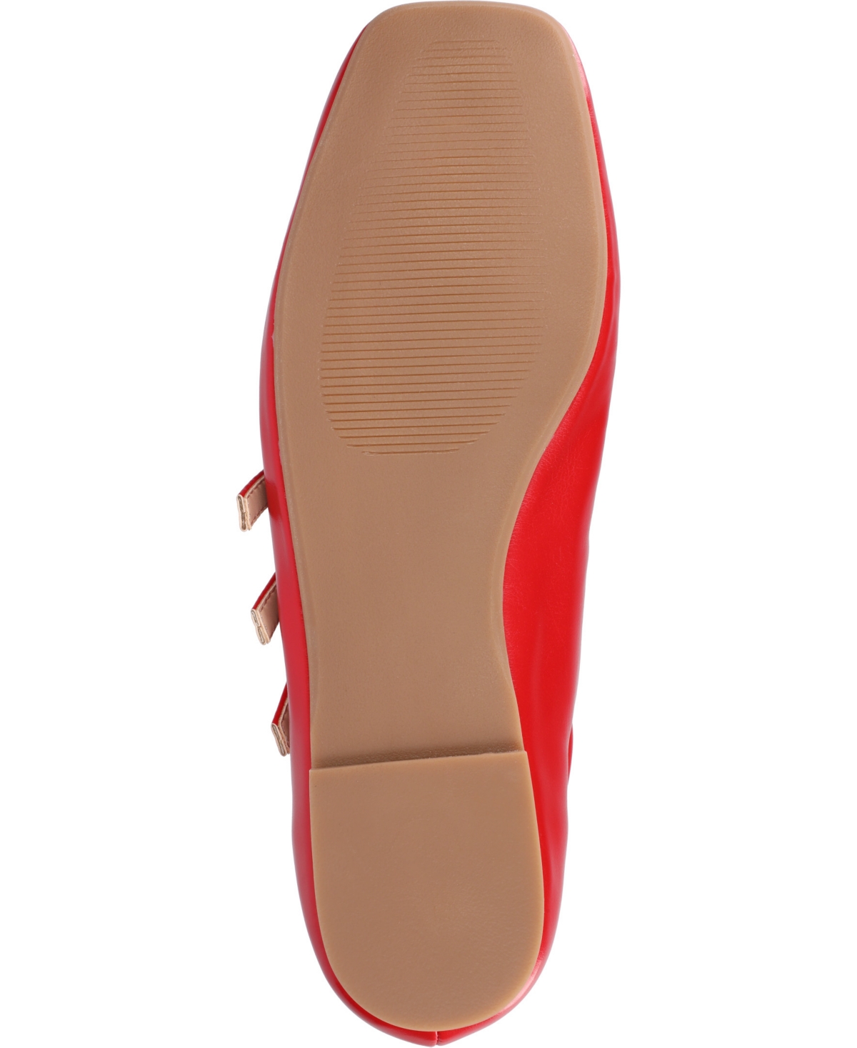 Journee Collection Women's Darlin Multi Strap Mary Jane Square Toe Flats In Red